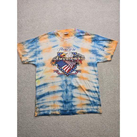 Vintage 1997 Proud To be American Graphic Tie Dye TShirt Men's Size Large - Picture 1 of 5